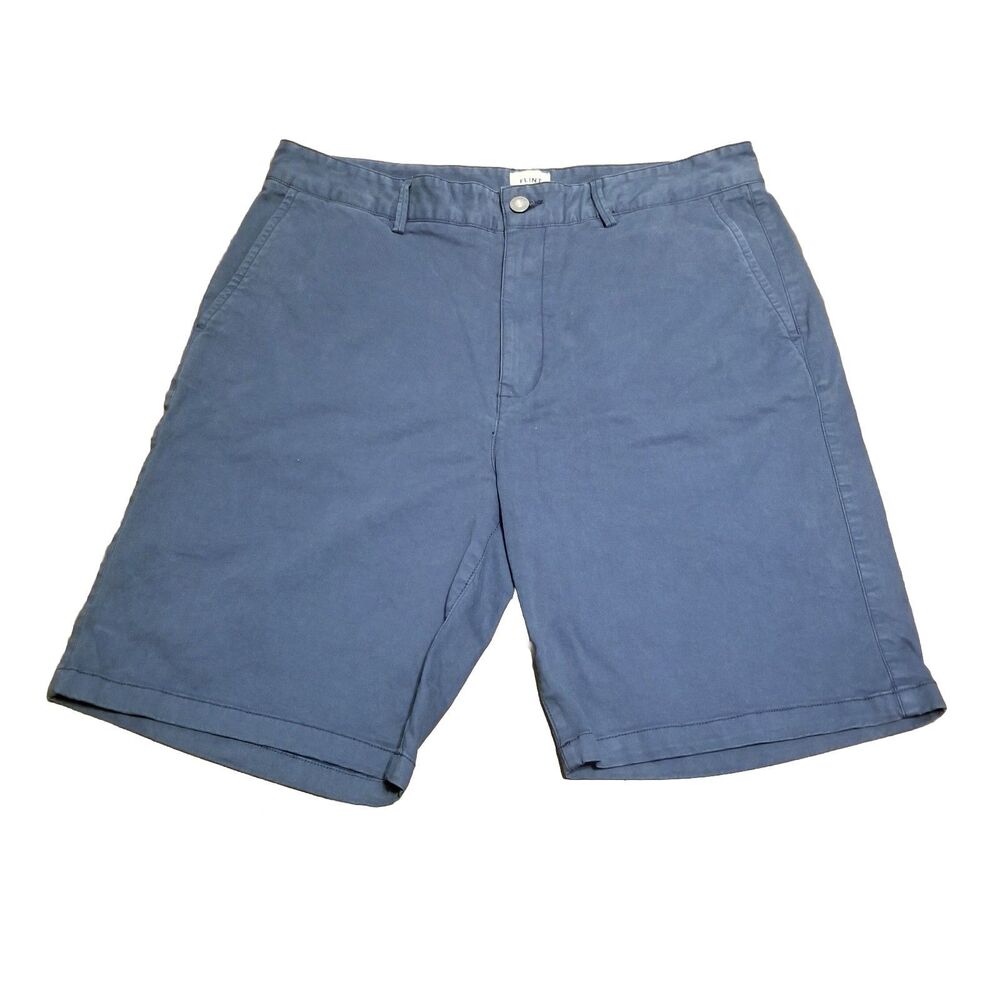 Flint And Tinder 9" Chino Shorts Men's Size 34 Blue Stretch Twill Flat Front